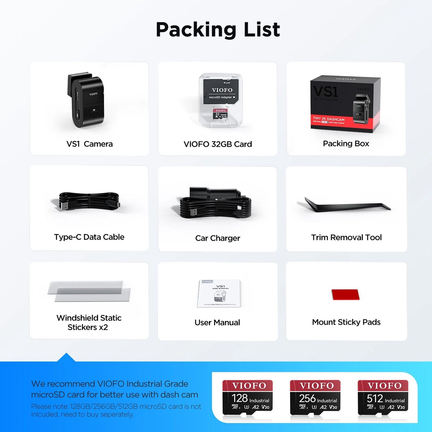VIOFO VS1 Mini 2K HDR with Sony STARVIS 2 Sensor 5GHz Wi-Fi Voice Control GPS Dash Cam with Free 32GB MicroSD Card