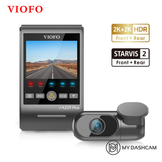 VIOFO A229 Plus 2CH Front and Rear 2K+2K HDR 5GHz Wi-Fi with Sony Starvis 2 Sensor Smart Voice Control