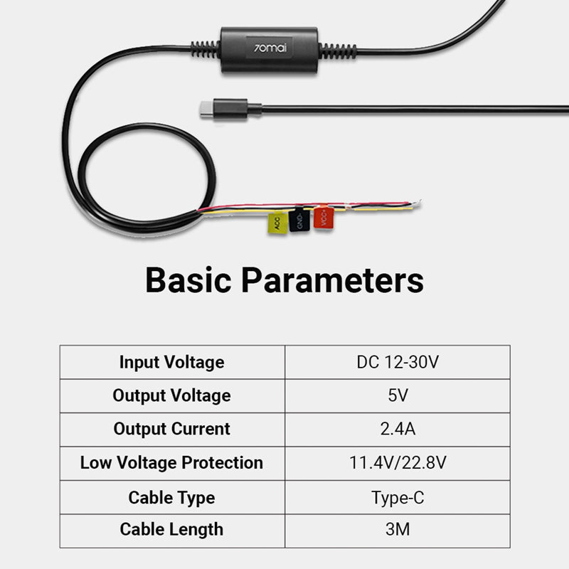 70mai Hardwire Kit for Dash Cam M500/Omni(Type-C) – MY Dashcam