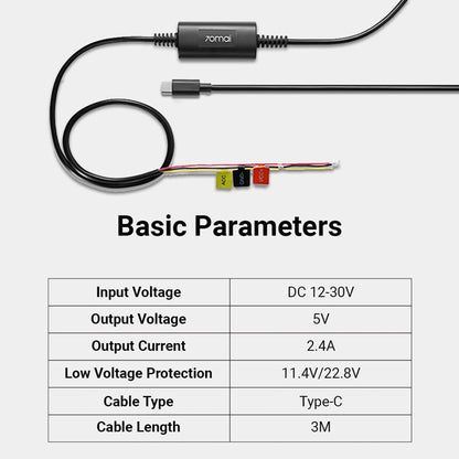 70mai Hardwire Kit for Dash Cam M500/Omni(Type-C)