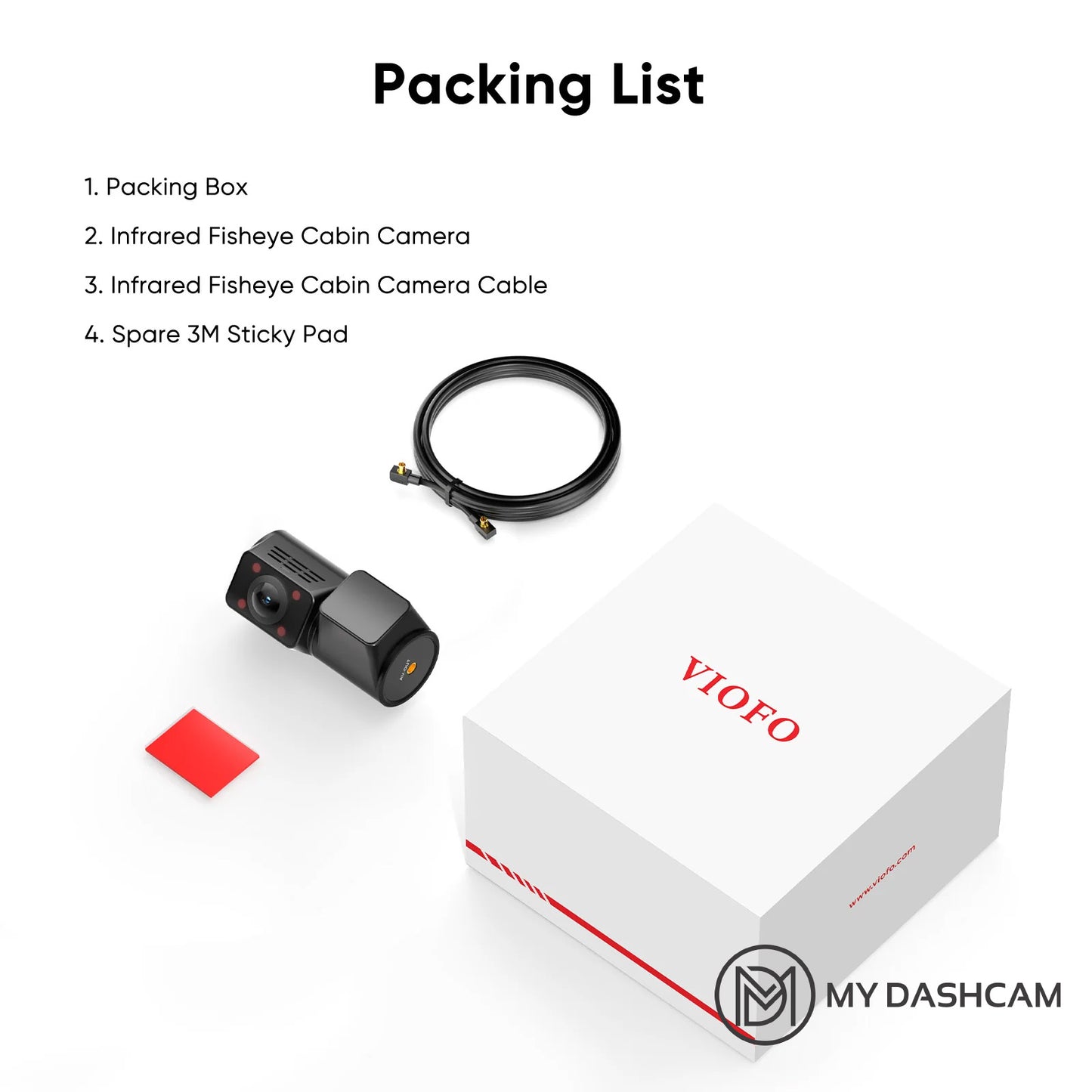 VIOFO RCC360 2K HDR Fisheye Cabin Cam, Super Night Vision Infrared Interior Cam for A329S/A329SW
