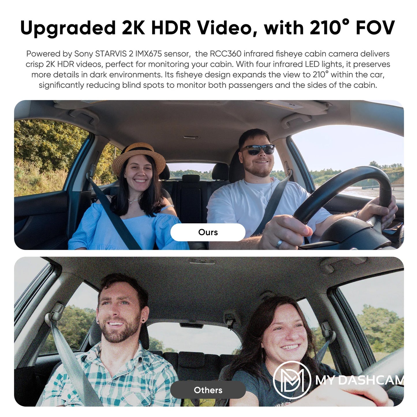 VIOFO RCC360 2K HDR Fisheye Cabin Cam, Super Night Vision Infrared Interior Cam for A329S/A329SW