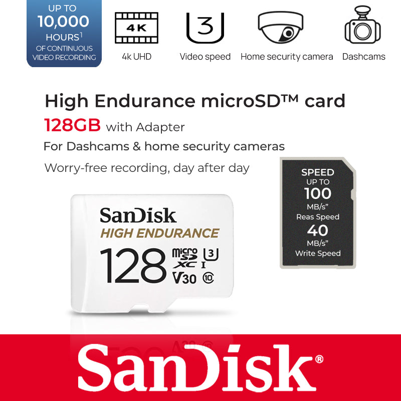 SanDisk High Endurance MicroSD Card For Garmin Dash Cams - Mini 56/57/47/66W/67W - Choose 32GB To 256GB