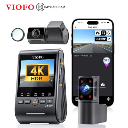 VIOFO A329S 3CH First 4K 30FPS Front+2K Wide 210° FOV Fisheye Cabin+2K Rear Dash Cam with STARVIS 2 Sensor 3-Channel HDR, Support SSD Storage