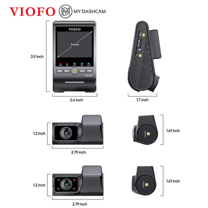 VIOFO A329S 3CH First 4K 30FPS Front+2K Wide 210° FOV Fisheye Cabin+2K Rear Dash Cam with STARVIS 2 Sensor 3-Channel HDR, Support SSD Storage