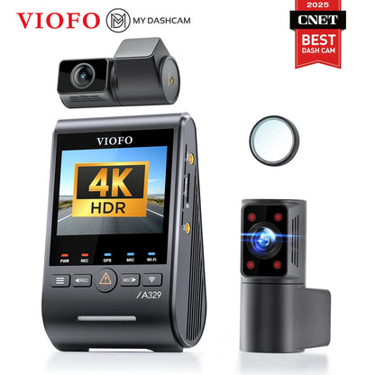 VIOFO A329S 3CH First 4K 30FPS Front+2K Wide 210° FOV Fisheye Cabin+2K Rear Dash Cam with STARVIS 2 Sensor 3-Channel HDR, Support SSD Storage