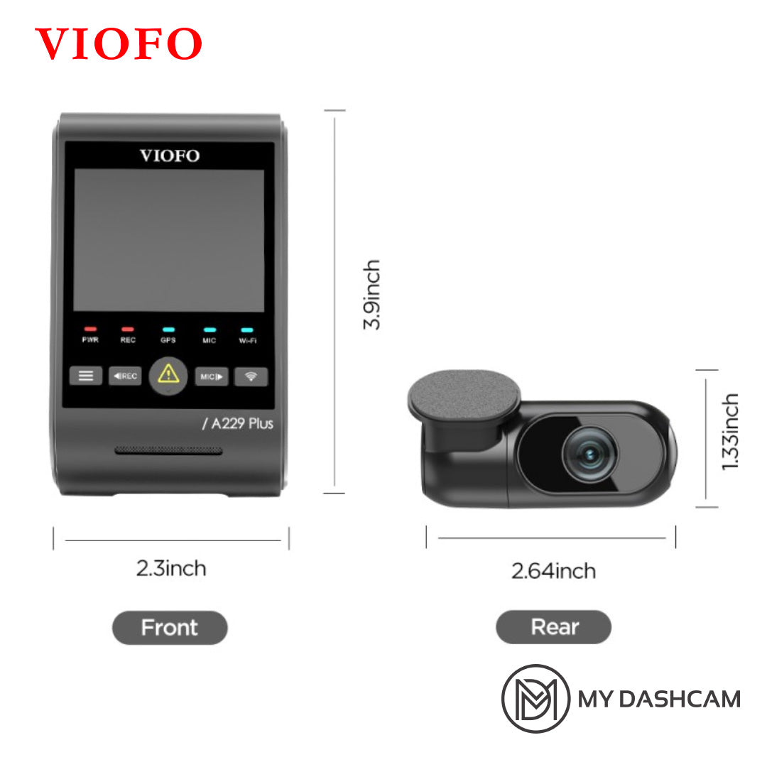 VIOFO A229 Plus 2CH Front and Rear 2K+2K HDR 5GHz Wi-Fi with Sony Starvis 2 Sensor Smart Voice Control