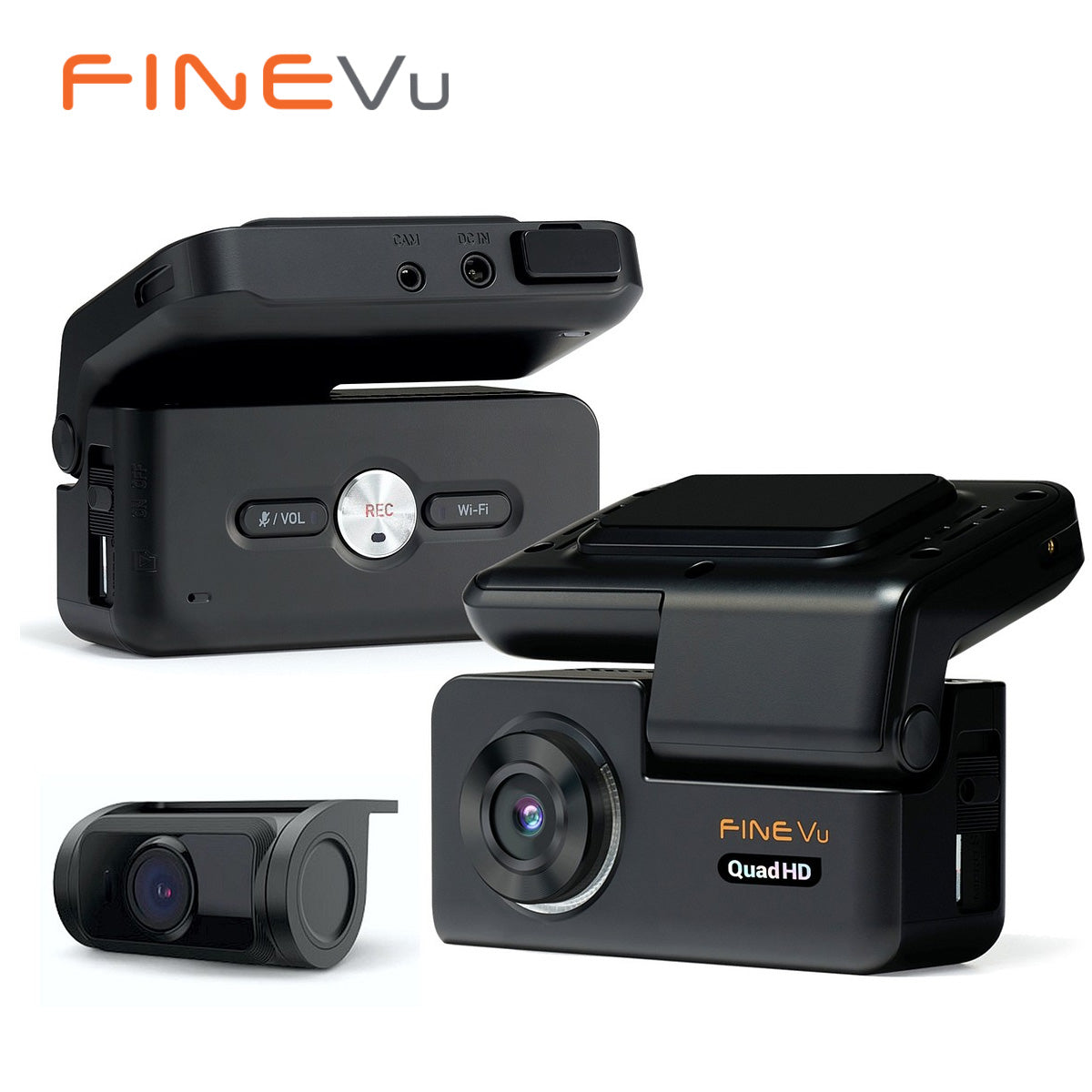 FineVu GX300 2 Channel Dashcam,Front 2K QHD and Rear Full HD, Built-in WiFi  and GPS